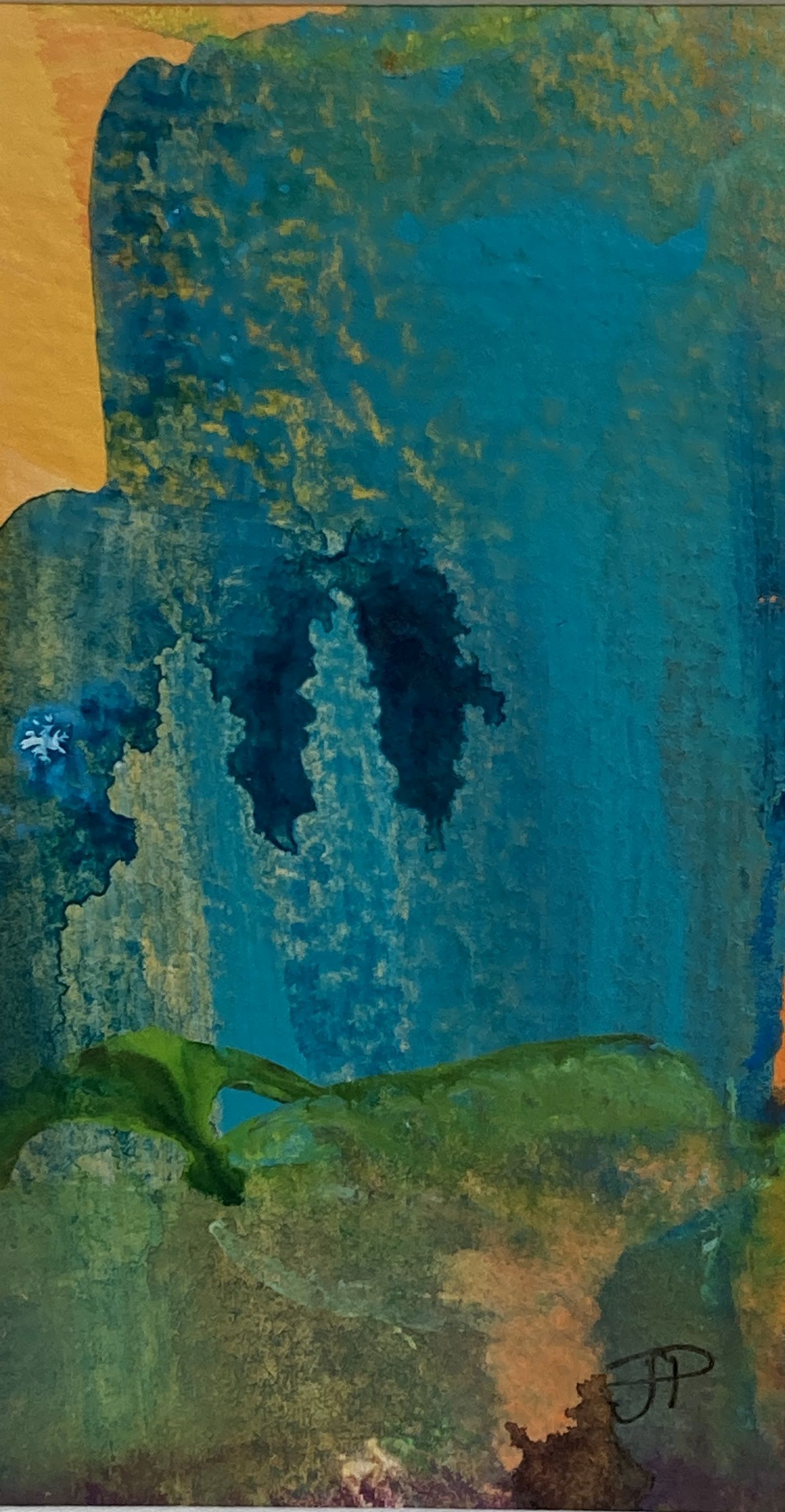 Jean Picton BA (b.1934), oil on paper, Abstract II, 11 x 6cm